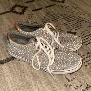 Vans‎ Grey Flower Patterned Lace Up Shoes size 8.5
